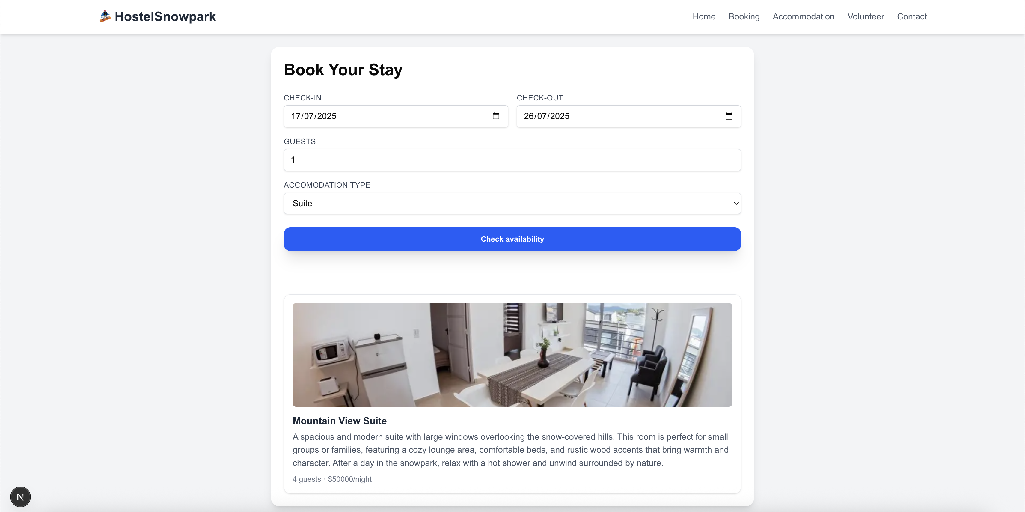 Booking path to search our accommodations